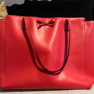 bright coral kate spade tote bag